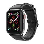 For Apple Watch SE 2023 44mm DUX DUCIS Business Genuine Leather Watch Strap(Black)