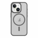 For iPhone 15 Plus Metal Button Skin Feel Matte MagSafe Shockproof Phone Case(Grey)