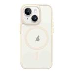 For iPhone 15 Metal Button Skin Feel Matte MagSafe Shockproof Phone Case(White)