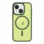 For iPhone 14 Plus Metal Button Skin Feel Matte MagSafe Shockproof Phone Case(Green)