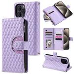 For iPhone 13 Pro Glitter Lattice Zipper Wallet Leather Phone Case(Purple)