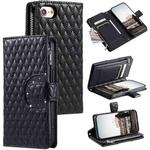 For iPhone 7 / 8 / SE 2022 Glitter Lattice Zipper Wallet Leather Phone Case(Black)