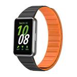 For Samsung Galaxy Fit 3 Two Color Magnetic Silicone Watch Band(Black Orange)