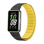 For Samsung Galaxy Fit 3 Two Color Magnetic Silicone Watch Band(Black Yellow)