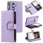 For Samsung Galaxy A15 4G/5G Glitter Lattice Zipper Wallet Leather Phone Case(Purple)