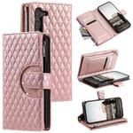 For Samsung Galaxy S23 5G Glitter Lattice Zipper Wallet Leather Phone Case(Rose Gold)