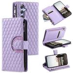 For Samsung Galaxy S24 5G Glitter Lattice Zipper Wallet Leather Phone Case(Purple)