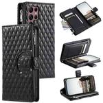 For Samsung Galaxy S24 Ultra 5G Glitter Lattice Zipper Wallet Leather Phone Case(Black)