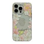 For iPhone 15 Pro Crystal Ice Cooling Shockproof TPU Phone Case(Pink Flower)