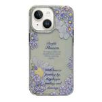 For iPhone 15 Crystal Ice Cooling Shockproof TPU Phone Case(Purple Flower)