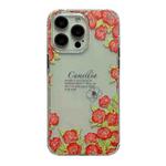 For iPhone 14 Pro Crystal Ice Cooling Shockproof TPU Phone Case(Red Flower)
