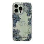 For iPhone 14 Pro Crystal Ice Cooling Shockproof TPU Phone Case(Dark Blue Flower)