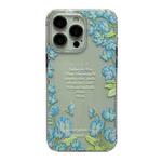 For iPhone 13 Pro Max Crystal Ice Cooling Shockproof TPU Phone Case(Blue Flower)