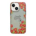 For iPhone 13 Crystal Ice Cooling Shockproof TPU Phone Case(Red Flower)