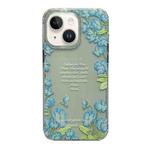 For iPhone 13 Crystal Ice Cooling Shockproof TPU Phone Case(Blue Flower)