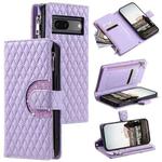 For Google Pixel 7 5G Glitter Lattice Zipper Wallet Leather Phone Case(Purple)