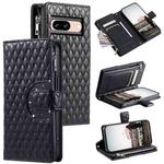 For Google Pixel 8 Glitter Lattice Zipper Wallet Leather Phone Case(Black)