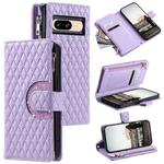For Google Pixel 8 Glitter Lattice Zipper Wallet Leather Phone Case(Purple)