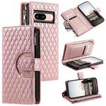 For Google Pixel 8 Glitter Lattice Zipper Wallet Leather Phone Case(Rose Gold)