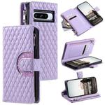 For Google Pixel 8 Pro Glitter Lattice Zipper Wallet Leather Phone Case(Purple)