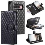 For Google Pixel 9 / 9 Pro Glitter Lattice Zipper Wallet Leather Phone Case(Black)