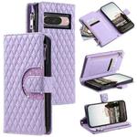 For Google Pixel 9 / 9 Pro Glitter Lattice Zipper Wallet Leather Phone Case(Purple)