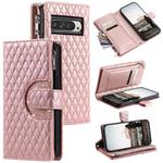 For Google Pixel 10 Pro XL Glitter Lattice Zipper Wallet Leather Phone Case(Rose Gold)