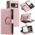 For Google Pixel 10 / 10 Pro Glitter Lattice Zipper Wallet Leather Phone Case(Rose Gold)