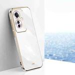 For OPPO Reno11 F XINLI Straight 6D Plating Gold Edge TPU Phone Case(White)