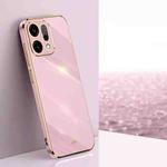 For OPPO Reno14 5G Global XINLI Straight Edge 6D Electroplate TPU Phone Case(Cherry Purple)