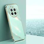 For Realme 12+ XINLI Straight 6D Plating Gold Edge TPU Phone Case(Mint Green)