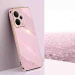 For Realme 14 5G Global XINLI Straight Edge 6D Electroplate TPU Phone Case(Cherry Purple)