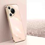 For Huawei P70 Pro XINLI Straight 6D Plating Gold Edge TPU Phone Case(Pink)