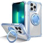 For iPhone 13 Pro Gold Shield CD Pattern MagSafe Magnetic Phone Case with Rotating Stand(Transparent Blue)