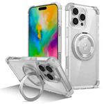 For iPhone 16 Pro Gold Shield CD Pattern MagSafe Magnetic Phone Case with Rotating Stand(Transparent)