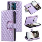 For Motorola Moto E13 Glitter Lattice Zipper Wallet Leather Phone Case(Purple)