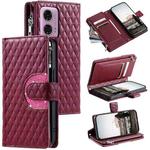 For Motorola Moto G24 Glitter Lattice Zipper Wallet Leather Phone Case(Wine Red)