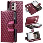 For Motorola Moto G53 5G Glitter Lattice Zipper Wallet Leather Phone Case(Wine Red)