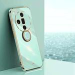 For OPPO Find X7 5G XINLI Straight Edge 6D Electroplate TPU Phone Case with Ring Holder(Mint Green)