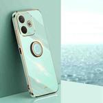 For OPPO A5 Pro 5G Global XINLI Straight Edge 6D Electroplate TPU Phone Case with Ring Holder(Mint Green)