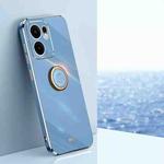 For OPPO Reno13 F 5G Global XINLI Straight Edge 6D Electroplate TPU Phone Case with Ring Holder(Celestial Blue)