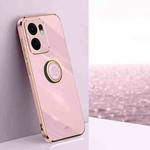 For OPPO Reno13 F 5G Global XINLI Straight Edge 6D Electroplate TPU Phone Case with Ring Holder(Cherry Purple)