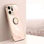 For OPPO Reno14 Pro 5G Global XINLI Straight Edge 6D Electroplate TPU Phone Case with Ring Holder(Pink)
