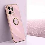 For OPPO Reno14 Pro 5G Global XINLI Straight Edge 6D Electroplate TPU Phone Case with Ring Holder(Cherry Purple)