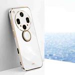 For OPPO Find X8 Ultra XINLI Straight Edge 6D Electroplate TPU Phone Case with Ring Holder(White)