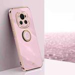 For Honor Magic6 5G XINLI Straight 6D Plating Gold Edge TPU Shockproof Case with Ring Holder(Cherry Purple)