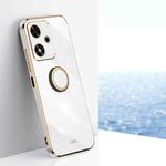 For Honor Play 50 XINLI Straight 6D Plating Gold Edge TPU Shockproof Case with Ring Holder(White)