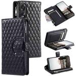 For OPPO A38 4G Glitter Lattice Zipper Wallet Leather Phone Case(Black)