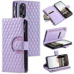 For OPPO A38 4G Glitter Lattice Zipper Wallet Leather Phone Case(Purple)