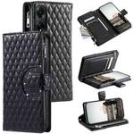 For OPPO A98 Glitter Lattice Zipper Wallet Leather Phone Case(Black)